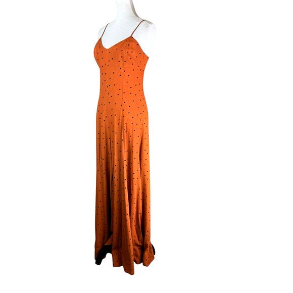 Free People Summer Jamboree Dark Orange Black Polka Dot Wide Leg  Jumpsuit - Picture 4 of 13